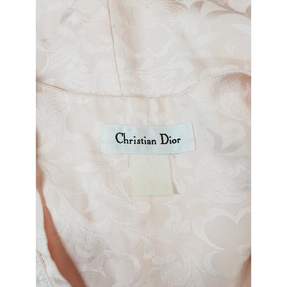 Christian Dior Vintage Caftan House Coat Nightgown Womens Large Pink Lace 70s - Picture 7 of 11
